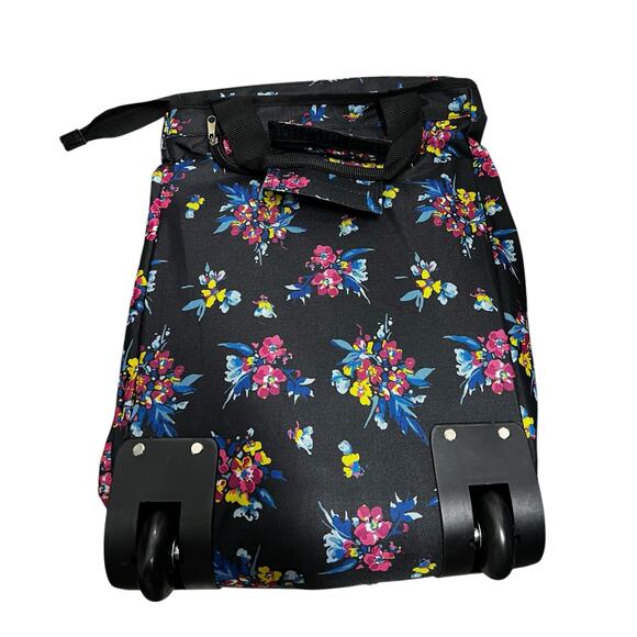 Black floral wheeling everyday travel bag large NWT - Picture 3 of 7